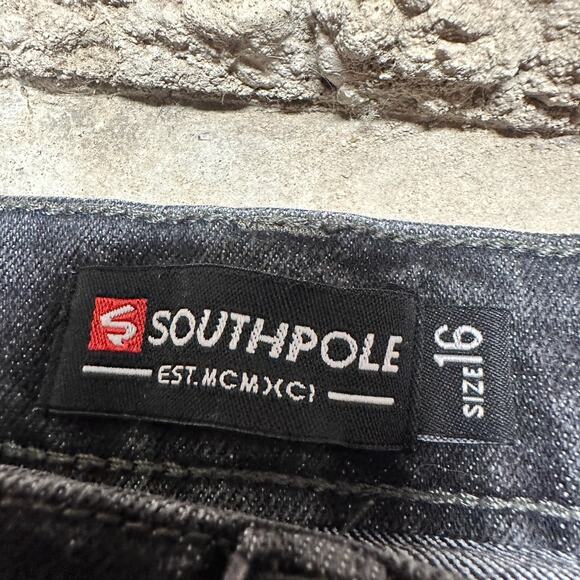 Southpole Denim Jeans Black Mens 16 Distressed Five Pockets Straight Outdoor Y2K - Picture 2 of 6